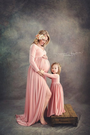 Photography Prop Pregnant Women Maxi Dress Gown Maternity Mother Daughter Match