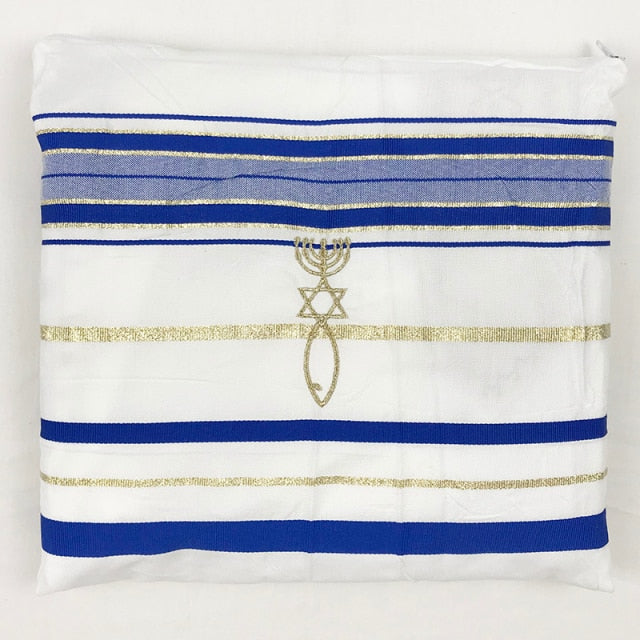 Tallit Prayer Shawl Cotton Tallit Gadol Tzitzit for Prayer Wash & Iron Gift Bar Mitzvah Big size