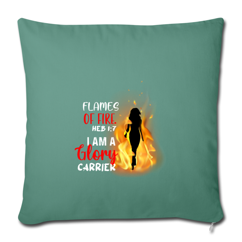 Flames of Fire Sofa pillow with filling 45cm x 45cm - cypress green