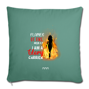 Flames of Fire Sofa pillow with filling 45cm x 45cm - cypress green