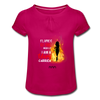 Girl’s T-Shirt with Ruffles - fuchsia