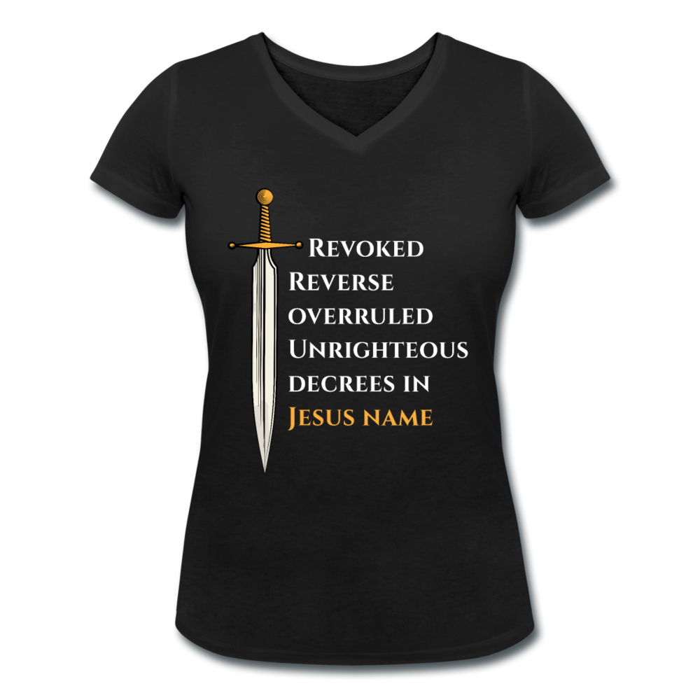 Warrior Sword- Women's Organic V-Neck T-Shirt EU/USA - black