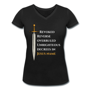 Warrior Sword- Women's Organic V-Neck T-Shirt EU/USA - black