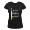 Warrior Sword- Women's Organic V-Neck T-Shirt EU/USA - black