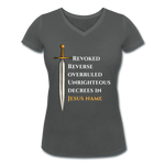 Prayer Warrior Women's Organic V-Neck T-Shirt EU/USA - charcoal