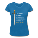 Prayer Warrior Women's Organic V-Neck T-Shirt EU/USA - peacock-blue