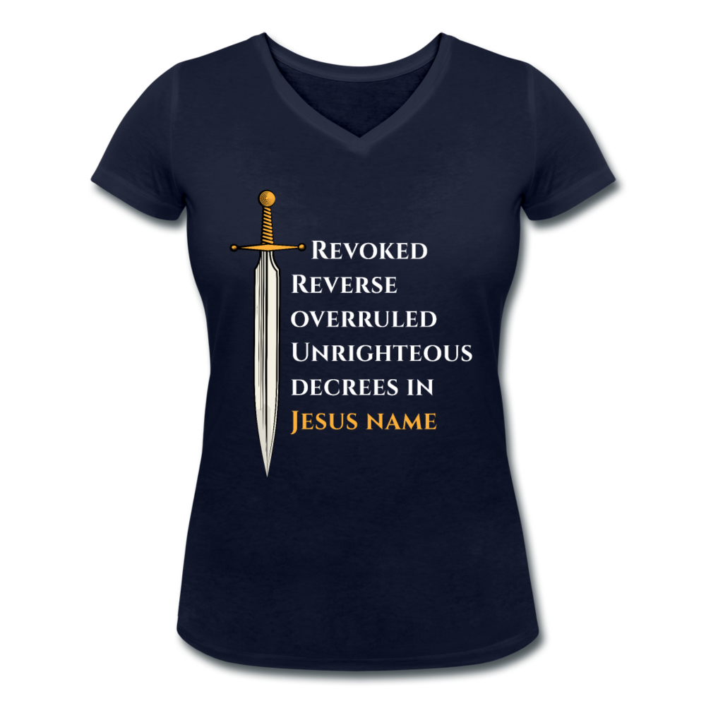 Prayer Warrior Women's Organic V-Neck T-Shirt EU/USA - navy