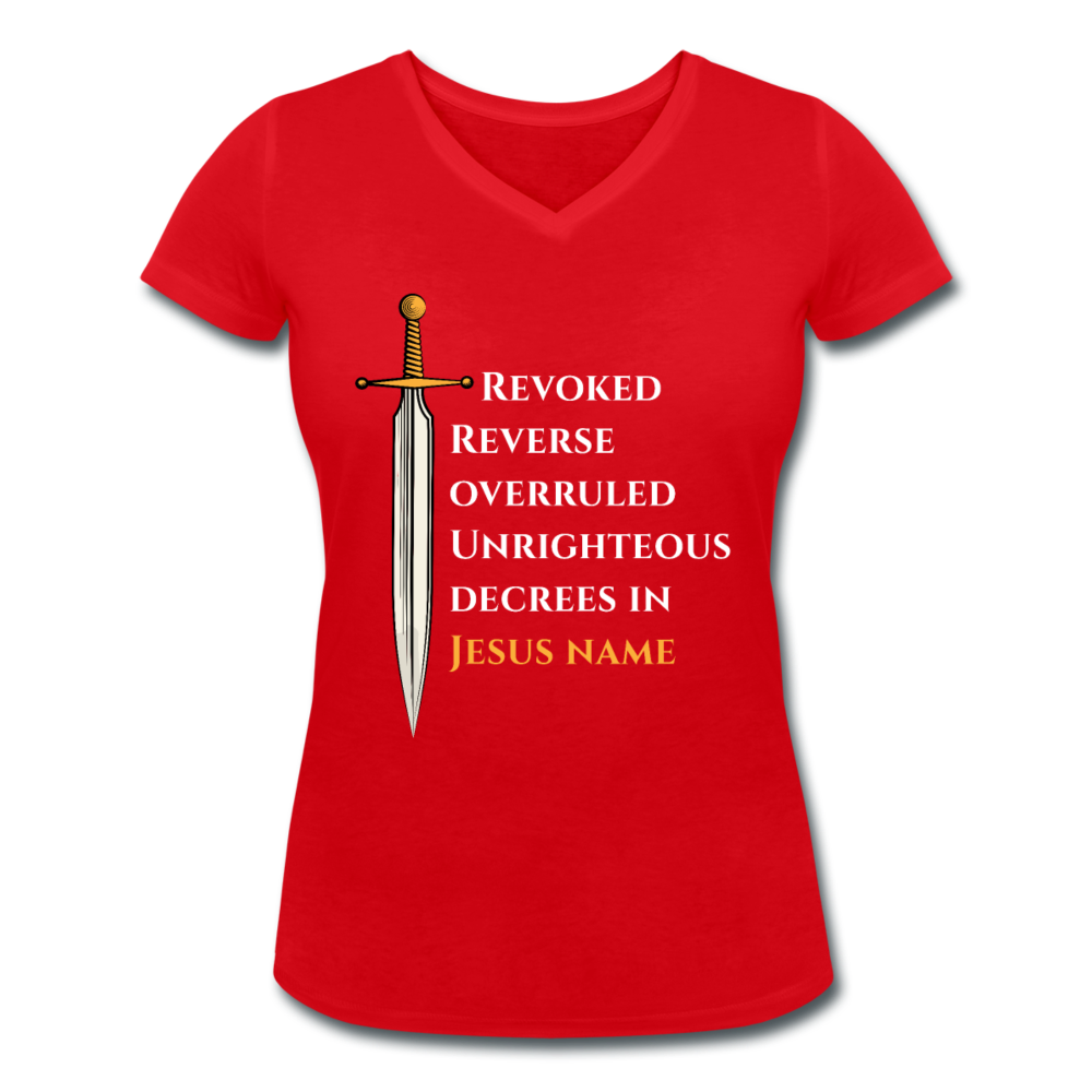 Prayer Warrior Women's Organic V-Neck T-Shirt EU/USA - red