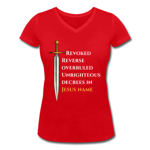 Prayer Warrior Women's Organic V-Neck T-Shirt EU/USA - red