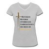 Warrior Sword- Women's Organic V-Neck T-Shirt - heather grey