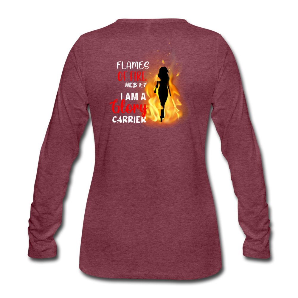 Flames Women's Premium Longsleeve Shirt EU - heather burgundy