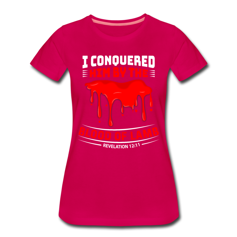 I Conquered Women’s Premium T-Shirt - dark pink