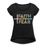 Faith Wins Women’s T-Shirt with rolled up sleeves - black